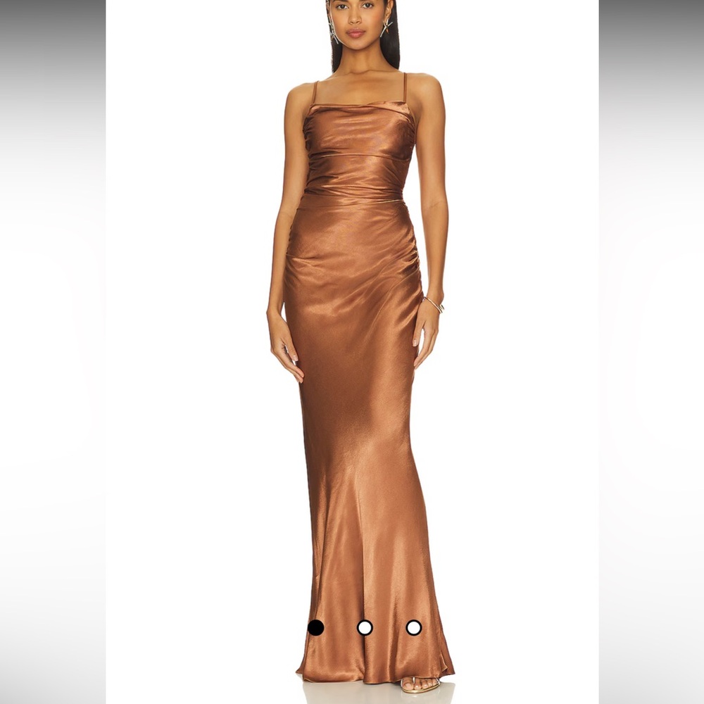 La Lune Ruched Backless Slip Dress in color Almond
Shona Joy.